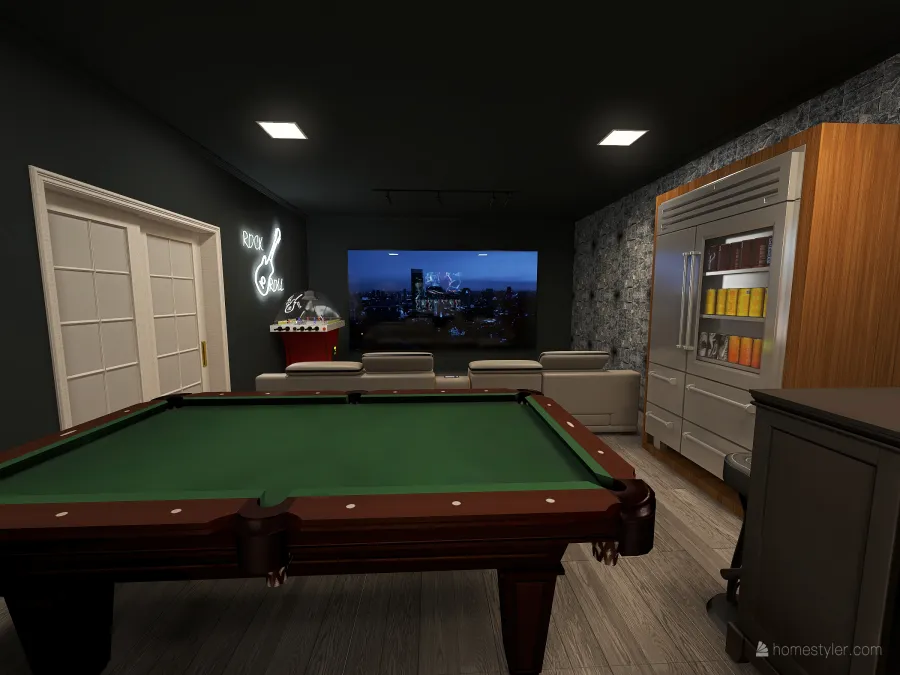 gaming room/theatre room 3d design renderings