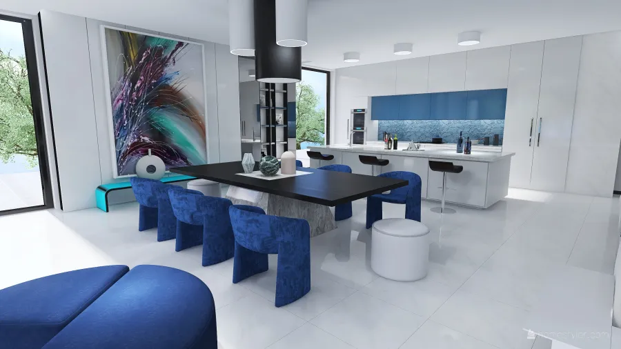 StyleOther Contemporary Villa de Lujo Purple Blue ColorScemeOther ColdTones 3d design renderings