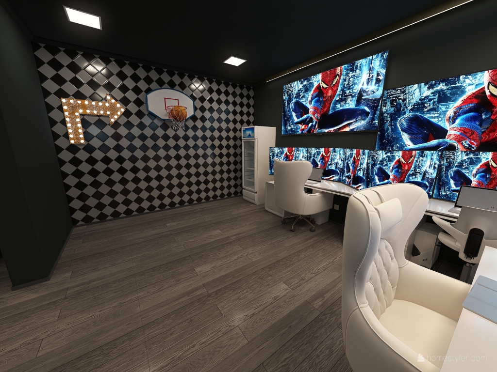 gaming room/theatre room 3d design renderings