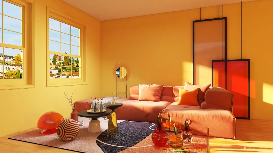 Contemporary Marigold Color Model Collection Orange 3d design renderings