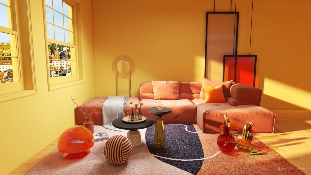 Contemporary Marigold Color Model Collection Orange 3d design renderings
