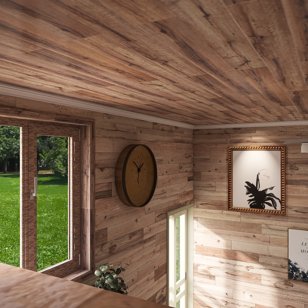 Wooden Boho Loft 3d design renderings