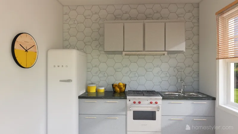 Living, DIning & kitchen 3d design renderings