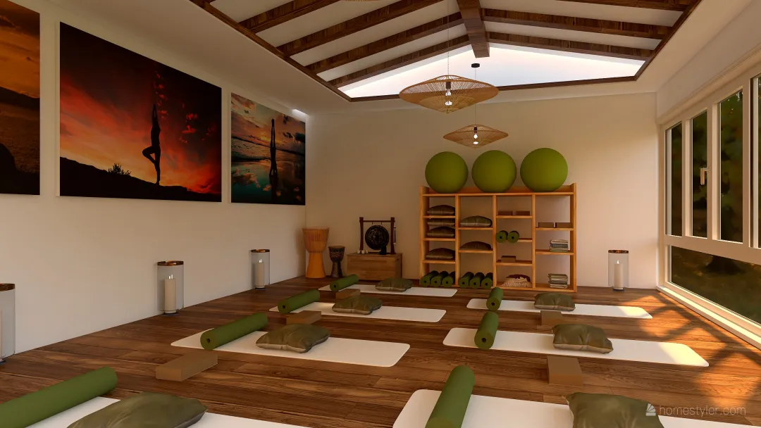 salon yoga 3d design renderings