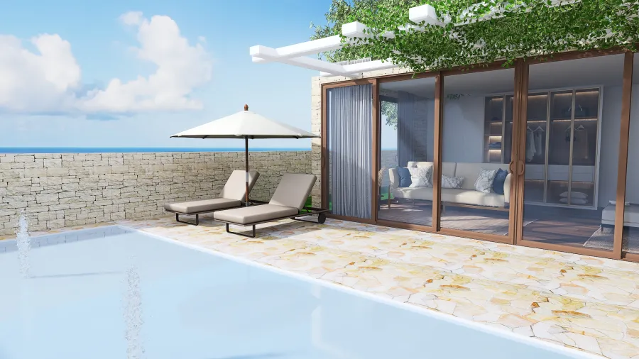 greek island home 3d design renderings