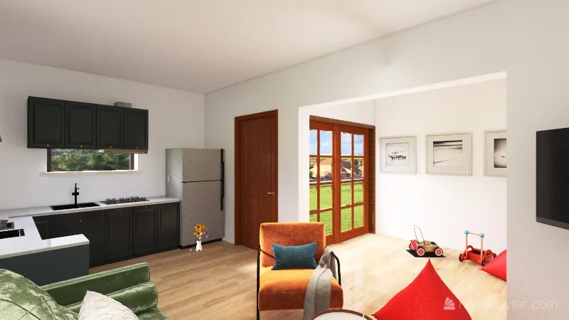 West - Living Room 3d design renderings