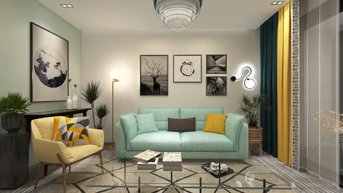 Pastel homey living area