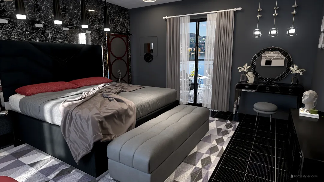 The Black Bedroom 3d design renderings