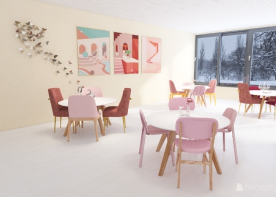 Pink Tea Cafe Design Rendering