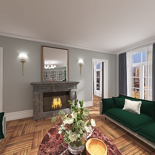 retro parisian apartment 3d design renderings
