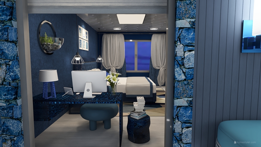 A blue home by the sea 3d design renderings