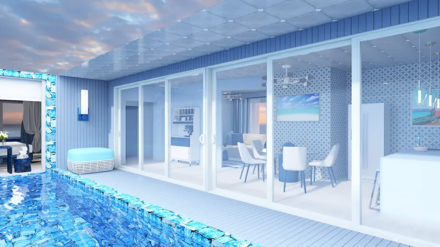 A blue home by the sea 3d design renderings