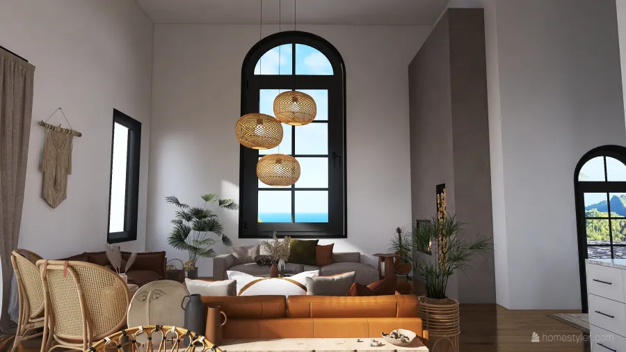 living  dining  kitchen 3d design renderings