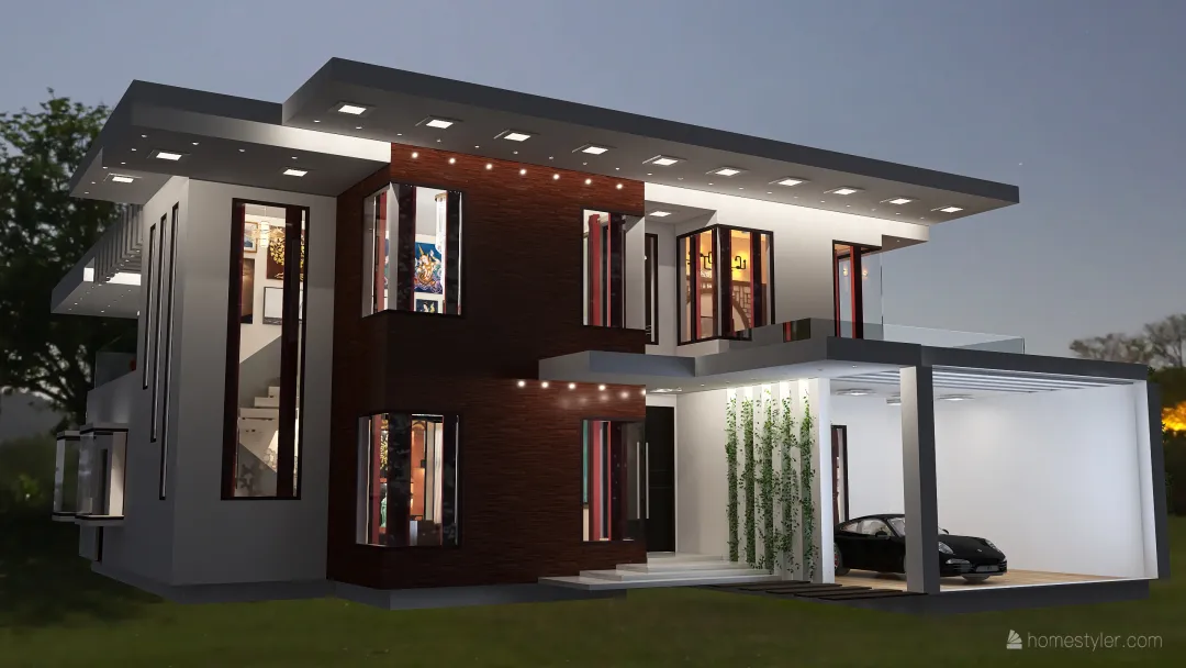 High Ceiling Modern Villa 3d design renderings
