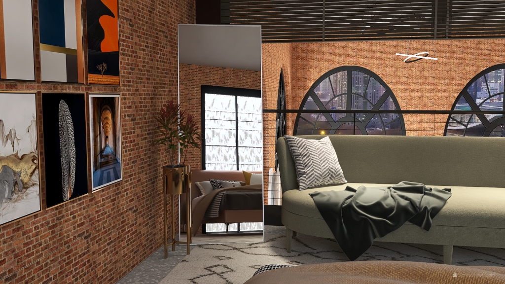 Industrial StyleOther Chicago Wearhouse Home Conversion Beige ColorScemeOther Orange WarmTones 3d design renderings