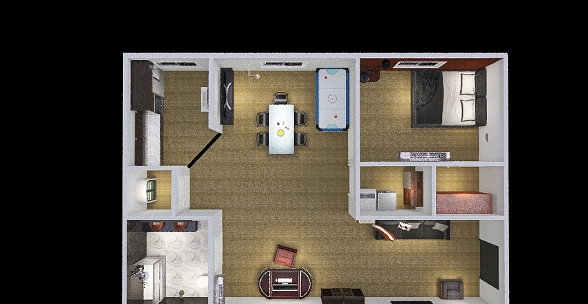 1 Bedroom, 1 Bathroom Interior Design Render