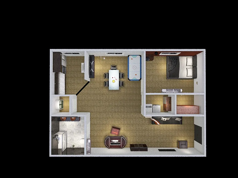 1 Bedroom, 1 Bathroom 3d design renderings