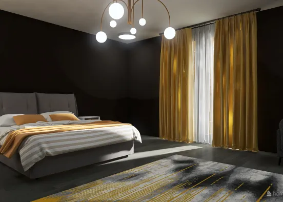 Yellow bedroom Design Rendering