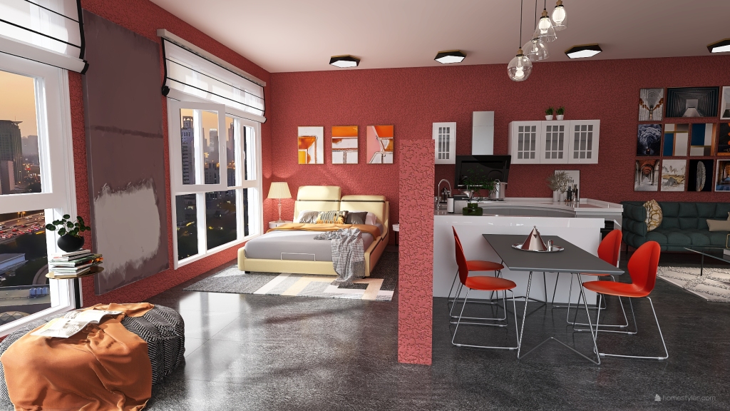 Downtown small appartment 3d design renderings
