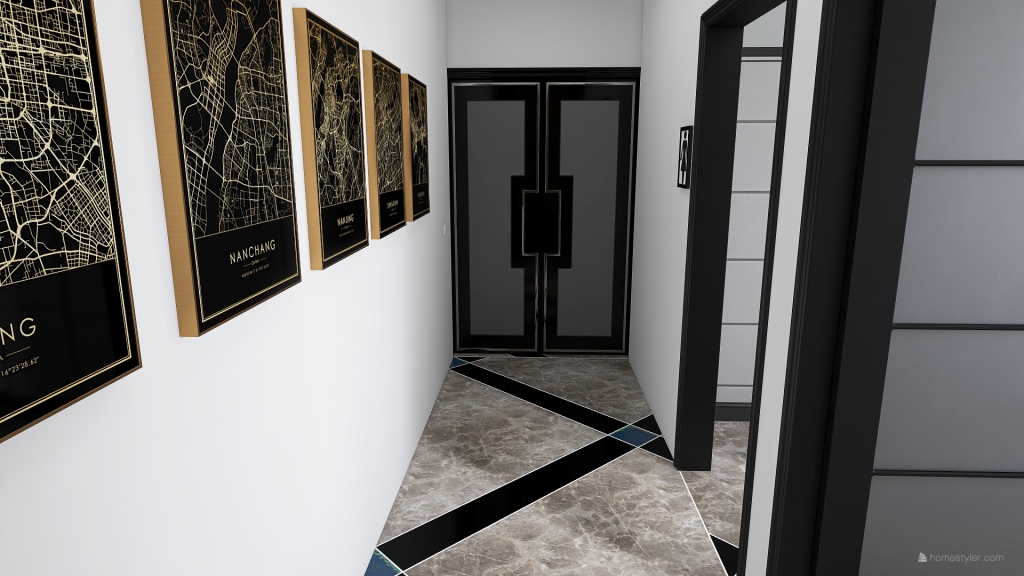 Contemporary Ufficio Black Blue 3d design renderings