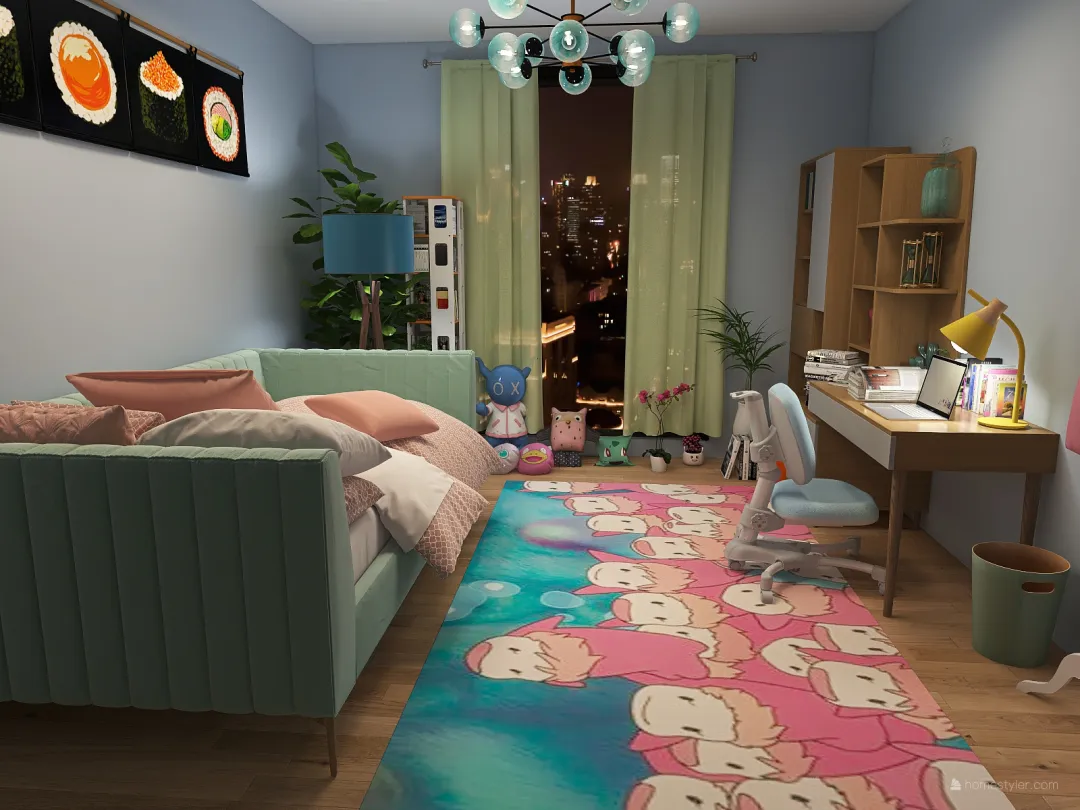 Anime Inspired Room 3d design renderings