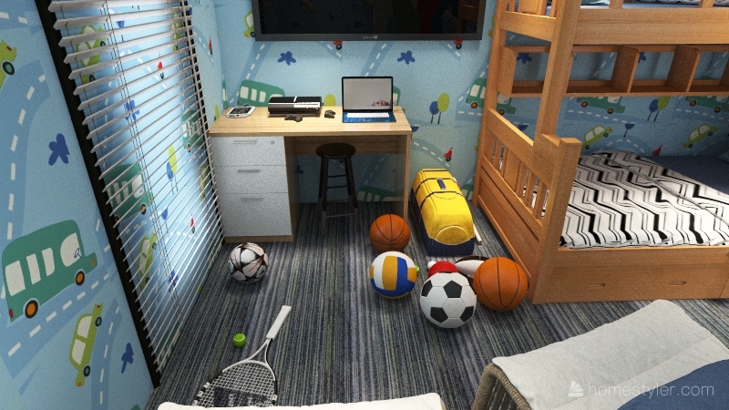 Boy's Bedroom 3d design renderings