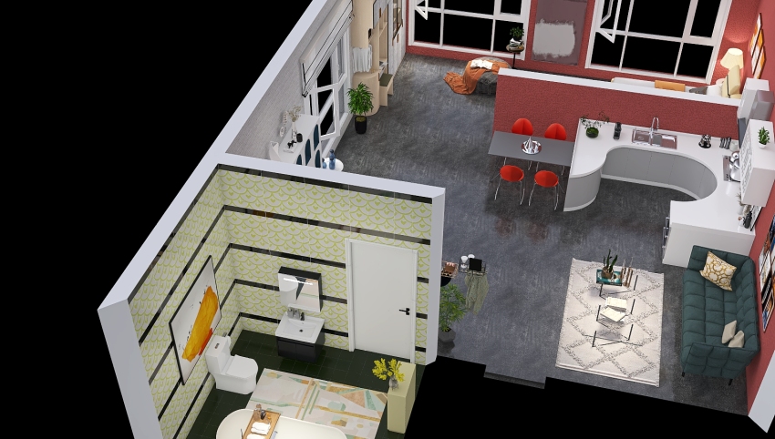 Downtown small appartment 3d design picture 155.15