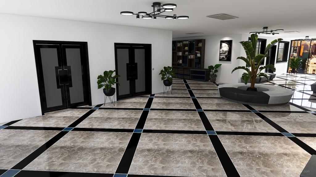 Contemporary Black Blue Corridoio principale 3d design renderings