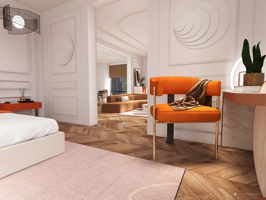 Contemporary ColorScemeOther Orange WarmTones Bedroom 3d design renderings