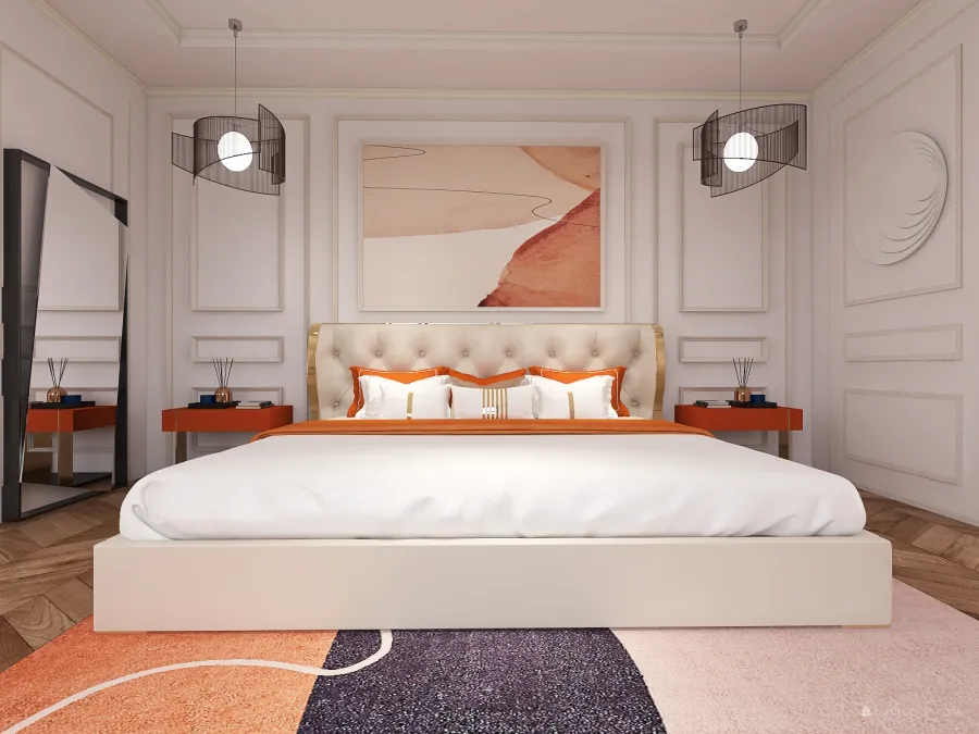 Contemporary ColorScemeOther Orange WarmTones Bedroom 3d design renderings