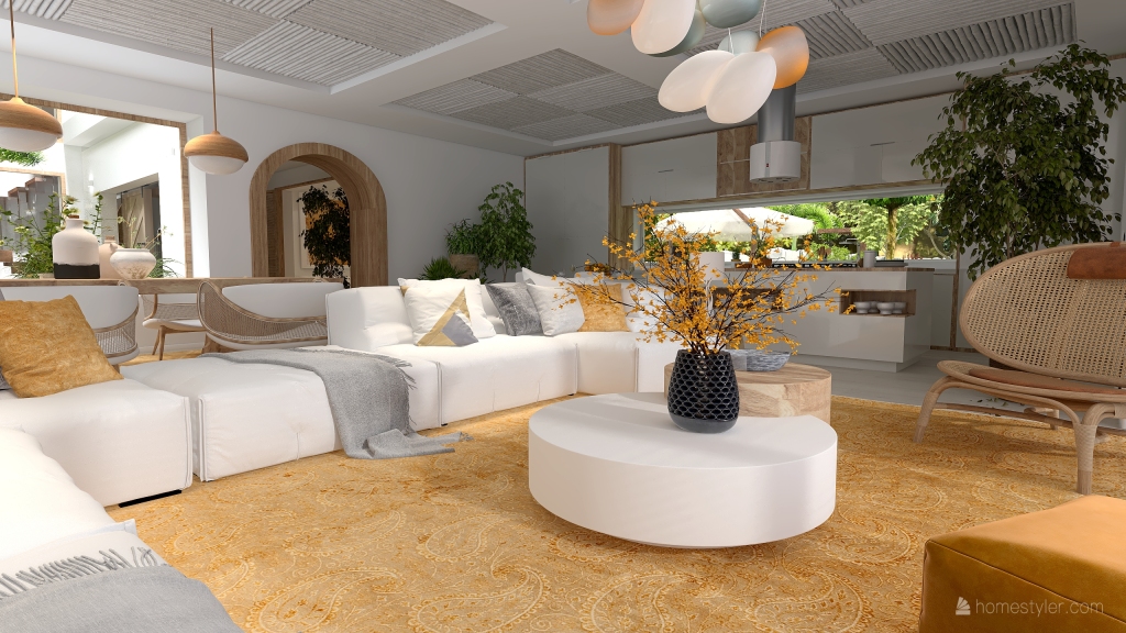 Scandinavian StyleOther ColorScemeOther WoodTones Beige Salón comedor 3d design renderings