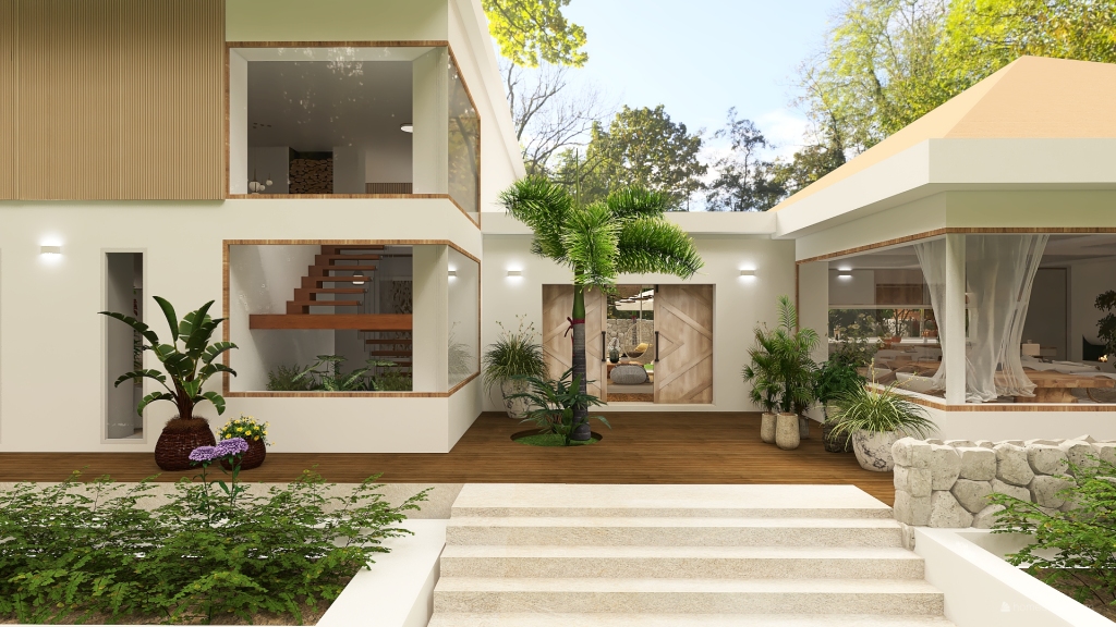 Scandinavian StyleOther Casa en las afueras ColorScemeOther WoodTones Beige 3d design renderings