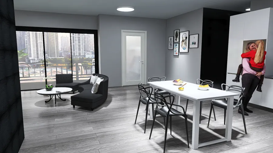 Living room, dining room, kitchen, smart working 3d design renderings
