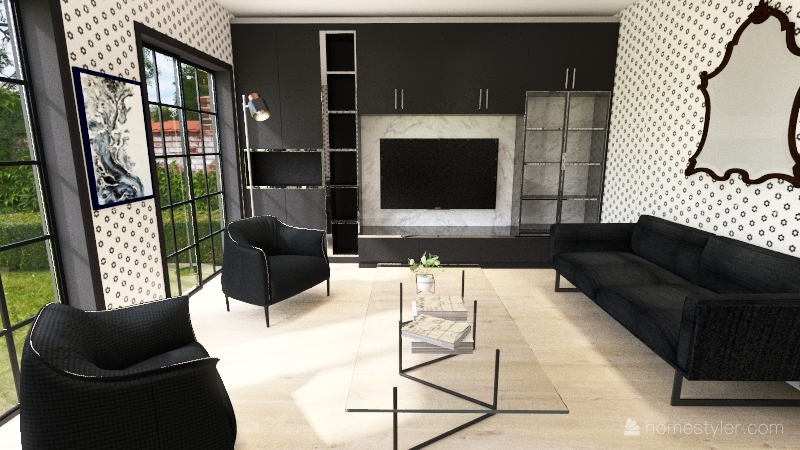 black white classic house 3d design renderings