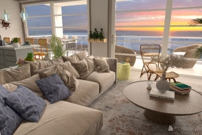 beach kitchen living room Design Rendering