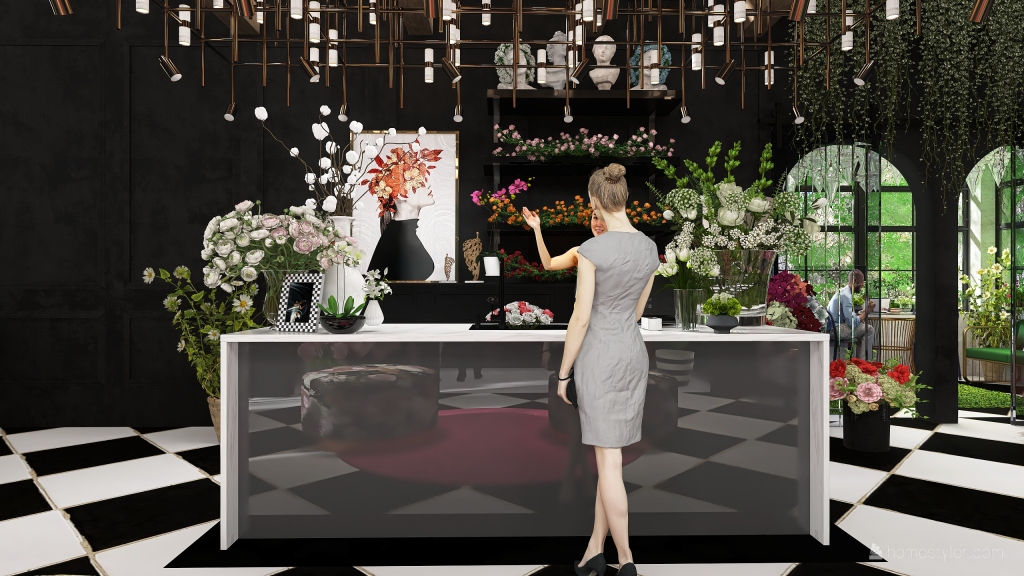 Florist Cafe 3d design renderings
