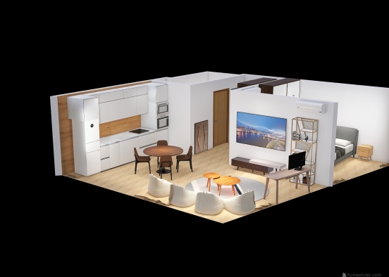 Apartments 52m with 1 bedroom, Moscow v1.5 Design Rendering