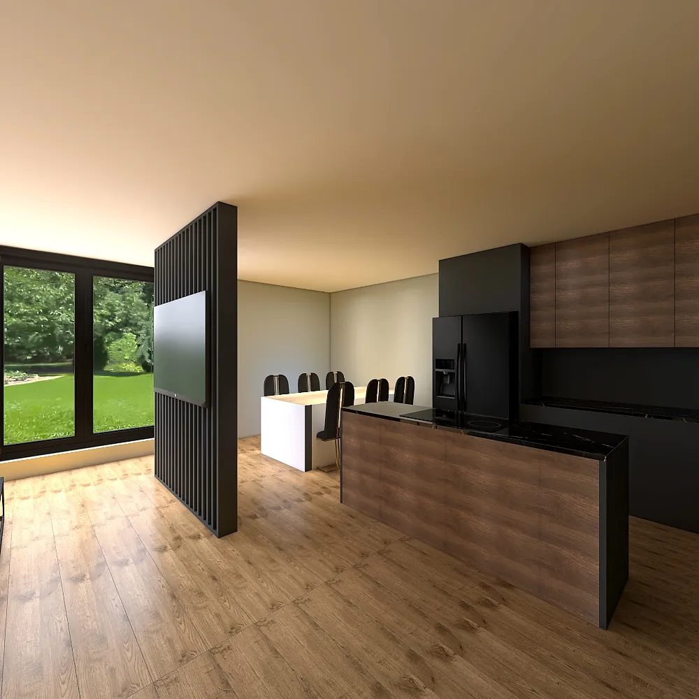 nowy projekt salon i kuchnia 3d design renderings