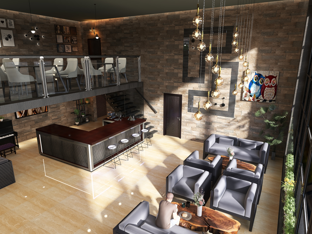 Lobby Cafee 3d design renderings