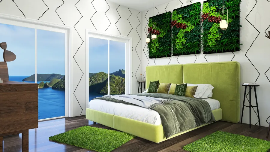 StyleOther TropicalTheme Green Blue Red ColorScemeOther WarmTones Master Bedroom 3d design renderings