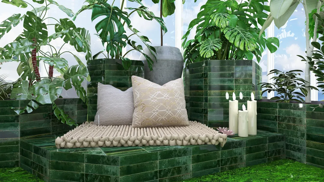 StyleOther TropicalTheme Paradise garden Green Blue Red ColorScemeOther WarmTones 3d design renderings