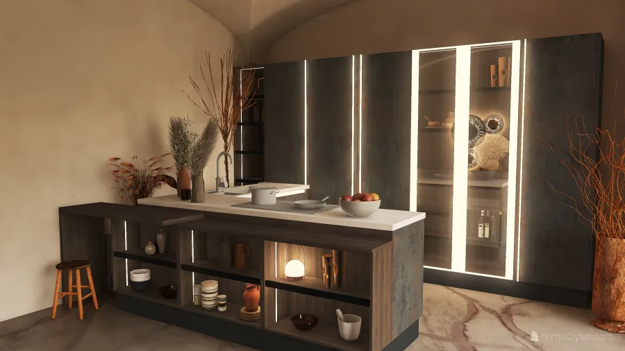 Kitchen Ground Floor and Bedroom First Floor 3d design renderings