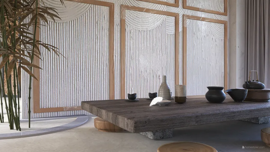 Modern WabiSabi SIMPLE JAPANDI ColorScemeOther Beige WoodTones EarthyTones 3d design renderings