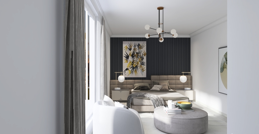 Modern StyleOther White Black ColorScemeOther ColdTones Master Bedroom 3d design renderings