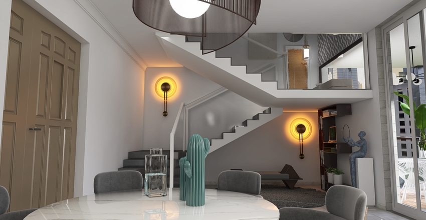 Modern StyleOther White Black ColorScemeOther ColdTones Living and Dining Room 3d design renderings