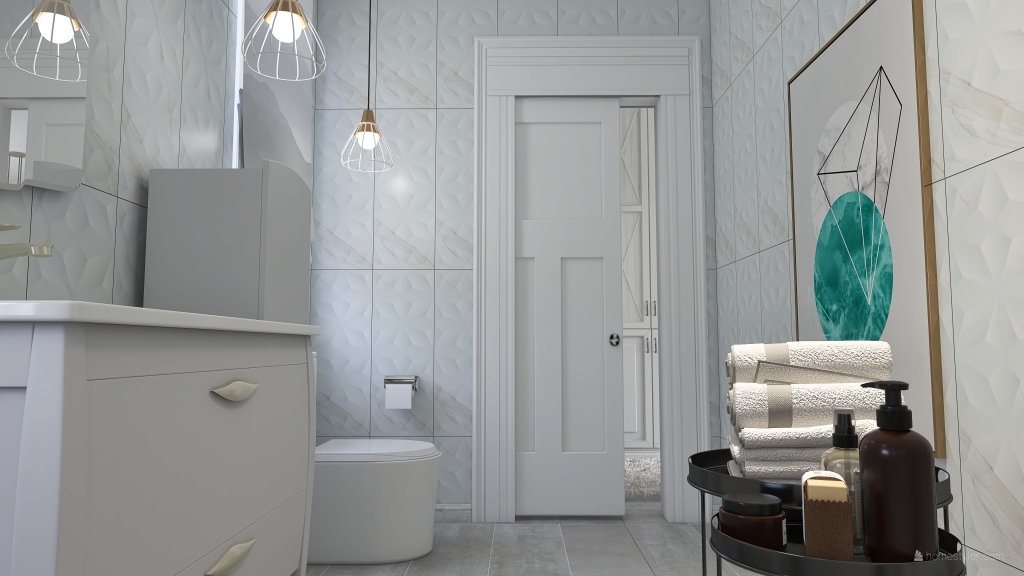 Modern StyleOther White Black ColorScemeOther ColdTones Master Bathroom 3d design renderings