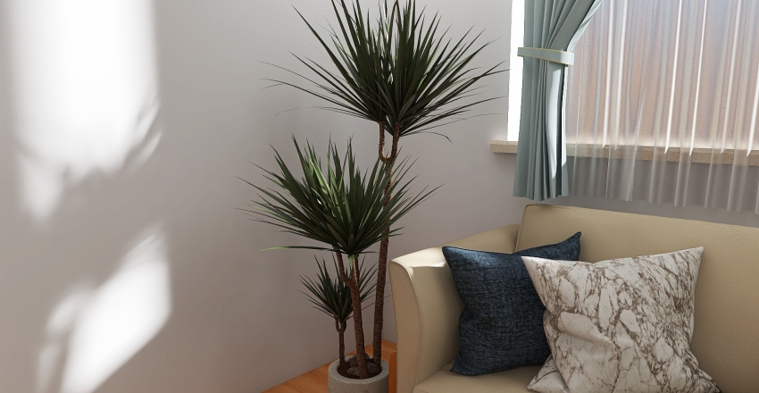 White living room +plants 3d design renderings