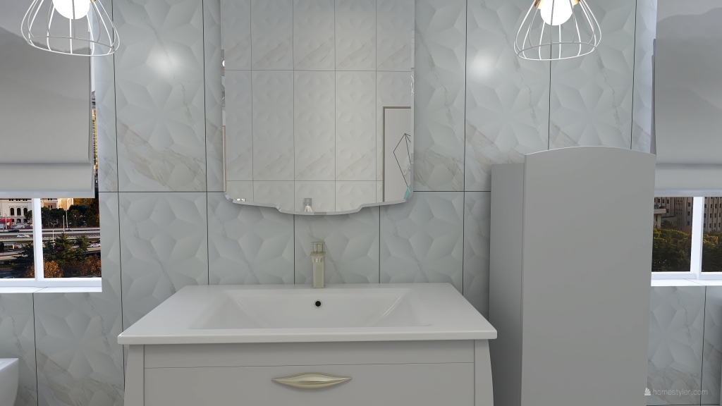 Modern StyleOther White Black ColorScemeOther ColdTones Master Bathroom 3d design renderings