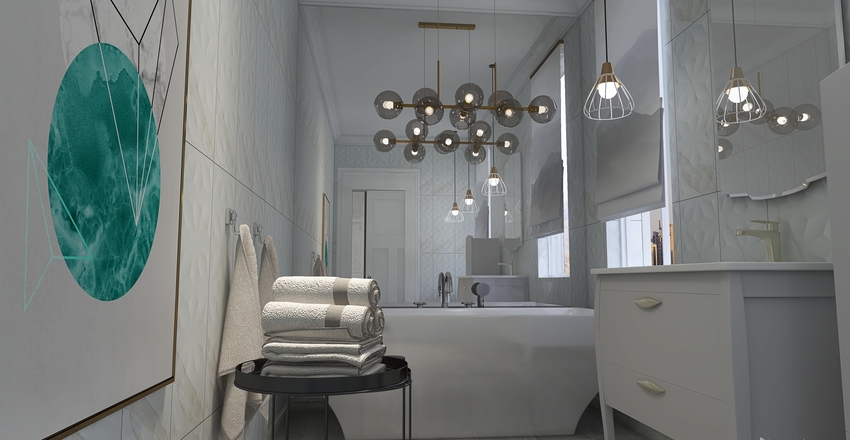 Modern StyleOther White Black ColorScemeOther ColdTones Master Bathroom 3d design renderings