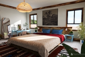 bohemian beach bedroom Design Rendering